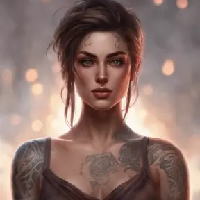 Matte portrait of Kassandra with tattoos, 8k, Highly Detailed, Alluring, Artstation, Bokeh effect, Sharp Focus, Volumetric Lighting, Concept Art by Stanley Artgerm Lau, Greg Rutkowski