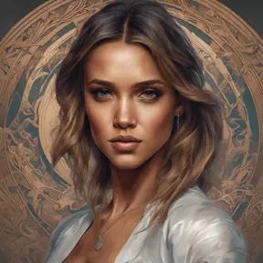 Matte portrait of Jessica Alba with tattoos, 8k, Highly Detailed, Powerful, Alluring, Artstation, Magical, Digital Painting, Photo Realistic, Sharp Focus, Volumetric Lighting, Concept Art by Stanley Artgerm Lau, Alphonse Mucha, Greg Rutkowski