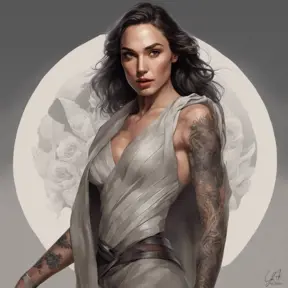 Matte portrait of Gal Gadot with tattoos, 8k, Highly Detailed, Powerful, Alluring, Artstation, Magical, Digital Painting, Photo Realistic, Sharp Focus, Volumetric Lighting, Concept Art by Stanley Artgerm Lau, Alphonse Mucha, Greg Rutkowski