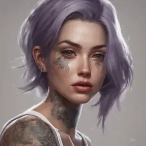 Matte portrait of Lyx with tattoos, 8k, Highly Detailed, Alluring, Artstation, Bokeh effect, Sharp Focus, Volumetric Lighting, Concept Art by Stanley Artgerm Lau, Greg Rutkowski