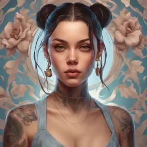 Matte portrait of Olivia Rodrigo with tattoos, 8k, Highly Detailed, Powerful, Alluring, Artstation, Magical, Digital Painting, Photo Realistic, Sharp Focus, Volumetric Lighting, Concept Art by Stanley Artgerm Lau, Alphonse Mucha, Greg Rutkowski