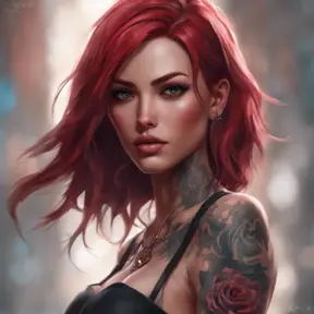 Matte portrait of Katarina with tattoos, 8k, Highly Detailed, Alluring, Artstation, Bokeh effect, Sharp Focus, Volumetric Lighting, Concept Art by Stanley Artgerm Lau, Greg Rutkowski