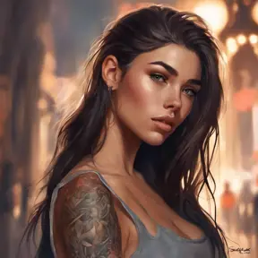 Matte portrait of Madison Beer with tattoos, 8k, Highly Detailed, Powerful, Alluring, Artstation, Magical, Digital Painting, Photo Realistic, Sharp Focus, Volumetric Lighting, Concept Art by Stanley Artgerm Lau, Alphonse Mucha, Greg Rutkowski