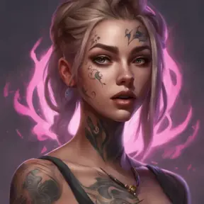 Matte portrait of Lyx from League of Legends with tattoos, 8k, Highly Detailed, Powerful, Alluring, Artstation, Magical, Digital Painting, Photo Realistic, Sharp Focus, Volumetric Lighting, Concept Art by Stanley Artgerm Lau, Greg Rutkowski