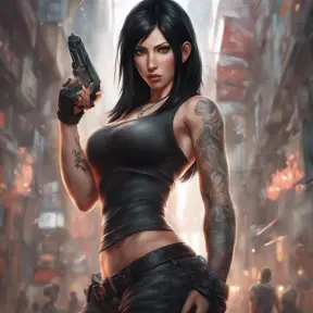 Matte portrait of Tifa Lockhart with tattoos, 8k, Highly Detailed, Powerful, Alluring, Artstation, Magical, Digital Painting, Photo Realistic, Sharp Focus, Volumetric Lighting, Concept Art by Stanley Artgerm Lau, Alphonse Mucha, Greg Rutkowski