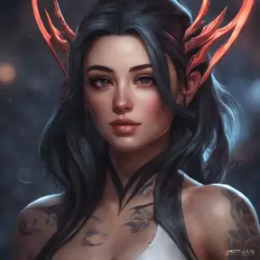 Matte portrait of Irelia with tattoos, 8k, Highly Detailed, Alluring, Artstation, Bokeh effect, Sharp Focus, Volumetric Lighting, Concept Art by Stanley Artgerm Lau, Greg Rutkowski