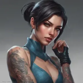 Matte portrait of Vex from League of Legends with tattoos, 8k, Highly Detailed, Powerful, Alluring, Artstation, Magical, Digital Painting, Photo Realistic, Sharp Focus, Volumetric Lighting, Concept Art by Stanley Artgerm Lau, Greg Rutkowski