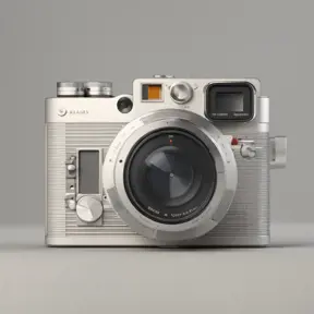 A digital camera designed by Dieter Rams. Intricate details, 8k, Highly Detailed, Vintage Illustration, Sharp Focus, Smooth, Octane Render