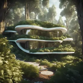 Beautiful futuristic organic house made from imaginary plants in a forest, 8k, Award-Winning, Highly Detailed, Beautiful, Epic, Octane Render, Unreal Engine, Radiant, Volumetric Lighting by Stefan Kostic