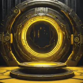 Dark yellow magical portal place, Futuristic, Sci-Fi