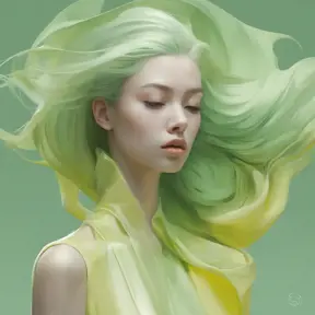 Muted tones of pastel green and yellow, evoking a sense of calmness, endless muse, Digital Art, 3D art, Elegant by Stanley Artgerm Lau