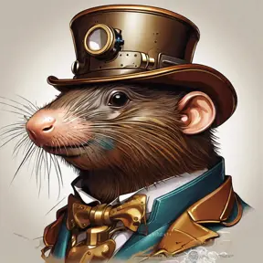 Steampunk portrait of a mole, clean vector, colorful illustration, inspired by future technology, Highly Detailed, Vintage Illustration, Steampunk, Smooth, Vector Art, Colorful by Stanley Artgerm Lau