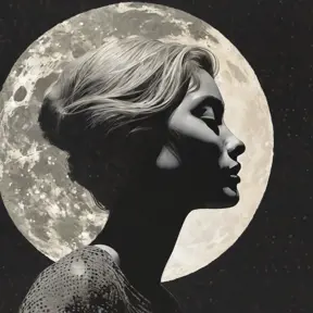 Moon profile, Halftone pattern, higly textured, genre defining mixed media collage painting, halftone pattern illustration, subtle shadows, Award-Winning, Minimalism by Stanley Artgerm Lau