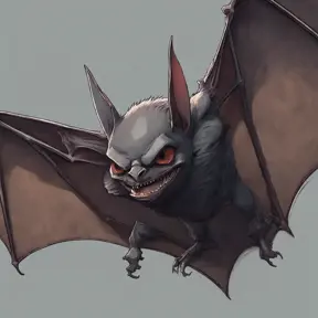 close up bat, 4k, Highly Detailed, Hyper Detailed, Powerful, Artstation, Vintage Illustration, Digital Painting, Sharp Focus, Smooth, Concept Art by Studio Ghibli