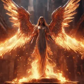 Angel with wings made of Fire, 8k, Stunning, Volumetric Lighting, Concept Art by Stefan Kostic
