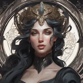 Matte portrait of a beautiful Seraphine in black, 8k, Highly Detailed, Intricate, Half Body, Realistic, Sharp Focus, Volumetric Lighting, Fantasy, Elegant by Stanley Artgerm Lau, Alphonse Mucha, WLOP, Stefan Kostic