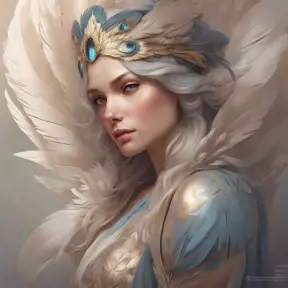 Alluring matte portrait of a beautiful Seraphine wearing feathers, 8k, Highly Detailed, Intricate, Half Body, Realistic, Sharp Focus, Volumetric Lighting, Fantasy, Elegant by Stanley Artgerm Lau, Alphonse Mucha, WLOP