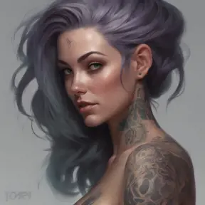 Matte portrait of Seraphine with tattoos, 8k, Highly Detailed, Powerful, Alluring, Artstation, Magical, Digital Painting, Photo Realistic, Sharp Focus, Volumetric Lighting, Concept Art by Stanley Artgerm Lau, Greg Rutkowski