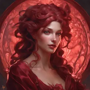 Matte portrait of the beautiful Seraphine in dark red, 8k, Highly Detailed, Intricate, Realistic, Sharp Focus, Volumetric Lighting, Fantasy, Elegant by Stanley Artgerm Lau, Alphonse Mucha, WLOP, Stefan Kostic