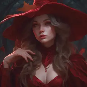 Matte portrait of the beautiful Kiki the witch in dark red, 8k, Highly Detailed, Intricate, Realistic, Sharp Focus, Volumetric Lighting, Fantasy, Elegant by Stanley Artgerm Lau, Alphonse Mucha, WLOP, Stefan Kostic