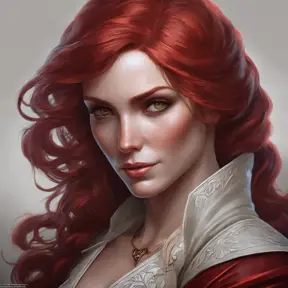 Matte portrait of the beautiful Triss Merigold in dark red, 8k, Highly Detailed, Intricate, Realistic, Sharp Focus, Volumetric Lighting, Fantasy, Elegant by Stanley Artgerm Lau, Alphonse Mucha, WLOP, Stefan Kostic