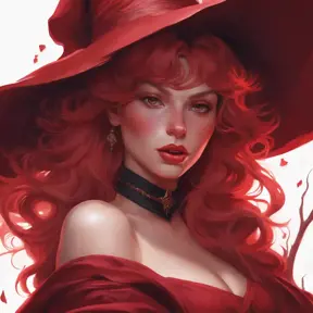 Matte portrait of the beautiful Kiki the witch in dark red, 8k, Highly Detailed, Intricate, Realistic, Sharp Focus, Volumetric Lighting, Fantasy, Elegant by Stanley Artgerm Lau, Alphonse Mucha, WLOP, Stefan Kostic