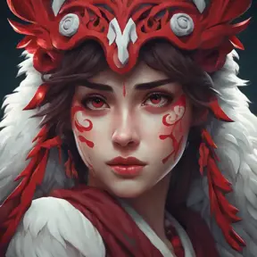 Matte portrait of the beautiful Princess Mononoke in dark red, 8k, Highly Detailed, Intricate, Realistic, Sharp Focus, Volumetric Lighting, Fantasy, Elegant by Stanley Artgerm Lau, Alphonse Mucha, WLOP, Stefan Kostic