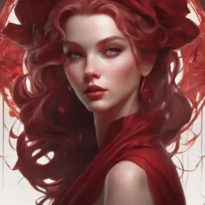 Matte portrait of the beautiful Lyx in dark red, 8k, Highly Detailed, Intricate, Realistic, Sharp Focus, Volumetric Lighting, Fantasy, Elegant by Stanley Artgerm Lau, Alphonse Mucha, WLOP, Stefan Kostic