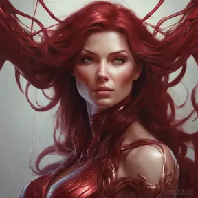 Alluring matte portrait of the beautiful Sarah Kerrigan in dark red, 8k, Highly Detailed, Intricate, Realistic, Sharp Focus, Volumetric Lighting, Fantasy, Elegant by Stanley Artgerm Lau, Alphonse Mucha, WLOP, Stefan Kostic