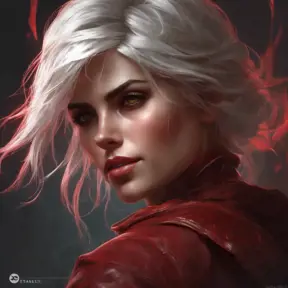 Alluring matte portrait of the beautiful Ciri in Dark Red, 8k, Highly Detailed, Intricate, Realistic, Sharp Focus, Volumetric Lighting, Fantasy, Elegant by Stanley Artgerm Lau, Alphonse Mucha, WLOP, Stefan Kostic