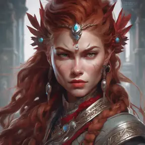 Alluring matte portrait of the beautiful Aloy in dark red, 8k, Highly Detailed, Intricate, Realistic, Sharp Focus, Volumetric Lighting, Fantasy, Elegant by Stanley Artgerm Lau, Alphonse Mucha, WLOP, Stefan Kostic