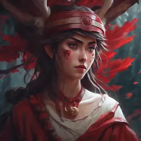 Matte portrait of the beautiful Princess Mononoke in dark red, 8k, Highly Detailed, Intricate, Realistic, Sharp Focus, Volumetric Lighting, Fantasy, Elegant by Stanley Artgerm Lau, Alphonse Mucha, WLOP, Stefan Kostic
