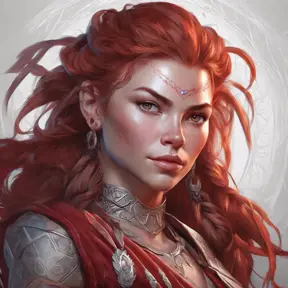 Alluring matte portrait of the beautiful Aloy in dark red, 8k, Highly Detailed, Intricate, Realistic, Sharp Focus, Volumetric Lighting, Fantasy, Elegant by Stanley Artgerm Lau, Alphonse Mucha, WLOP, Stefan Kostic