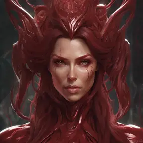 Alluring matte portrait of the beautiful Sarah Kerrigan in dark red, 8k, Highly Detailed, Intricate, Realistic, Sharp Focus, Volumetric Lighting, Fantasy, Elegant by Stanley Artgerm Lau, Alphonse Mucha, WLOP, Stefan Kostic