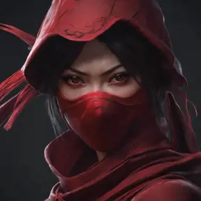 Matte portrait of a beautiful Kunoichi Ninja in dark red, 8k, Highly Detailed, Intricate, Realistic, Sharp Focus, Volumetric Lighting, Fantasy, Elegant by Stanley Artgerm Lau, Alphonse Mucha, WLOP, Stefan Kostic