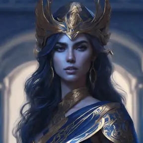 Alluring matte portrait of the beautiful Kassandra in dark blue, 8k, Highly Detailed, Intricate, Realistic, Sharp Focus, Volumetric Lighting, Fantasy, Elegant by Stanley Artgerm Lau, WLOP