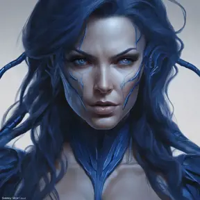 Matte portrait of the beautiful Sarah Kerrigan in dark blue, 8k, Highly Detailed, Intricate, Realistic, Sharp Focus, Volumetric Lighting, Fantasy, Elegant by Stanley Artgerm Lau, WLOP, Stefan Kostic