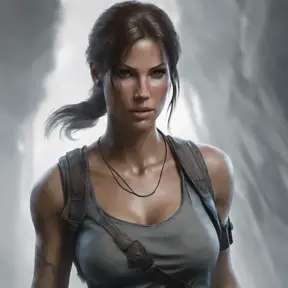 Matte portrait of a beautiful veiled Lara Croft, 8k, Highly Detailed, Intricate, Realistic, Sharp Focus, Volumetric Lighting, Fantasy, Elegant by Stanley Artgerm Lau, WLOP, Stefan Kostic