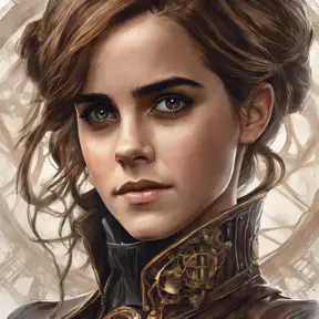 Steampunk portrait of Emma Watson, Highly Detailed, Intricate, Artstation, Beautiful, Digital Painting, Sharp Focus, Concept Art, Elegant