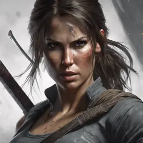 Matte portrait of the beautiful Lara Croft as a ninja, 8k, Highly Detailed, Intricate, Realistic, Sharp Focus, Volumetric Lighting, Fantasy, Elegant by Stanley Artgerm Lau, WLOP, Stefan Kostic