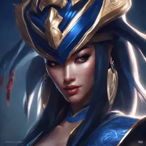 Matte portrait of the beautiful Akali in dark blue, 8k, Highly Detailed, Intricate, Realistic, Sharp Focus, Volumetric Lighting, Fantasy, Elegant by Stanley Artgerm Lau, WLOP, Stefan Kostic