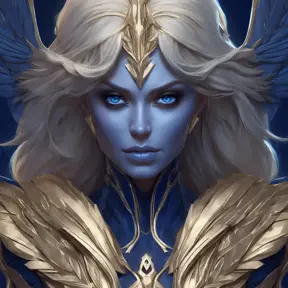 Matte portrait of the beautiful Kayle in dark blue, 8k, Highly Detailed, Intricate, Realistic, Sharp Focus, Volumetric Lighting, Fantasy, Elegant by Stanley Artgerm Lau, WLOP, Stefan Kostic