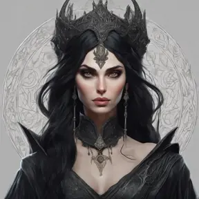 Matte portrait of a beautiful gothic black haired sorceress in the style of Stefan Kostic, 8k, High Definition, Highly Detailed, Intricate, Half Body, Realistic, Sharp Focus, Fantasy, Elegant