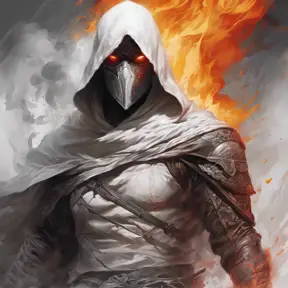 White Assassin emerging from a firey fog of battle, ink splash, Highly Detailed, Vibrant Colors, Ink Art, Fantasy, Dark by Stanley Artgerm Lau