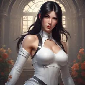 Alluring matte portrait of the beautiful Tifa Lockhart in white, 8k, Highly Detailed, Intricate, Realistic, Sharp Focus, Volumetric Lighting, Fantasy, Elegant by Stanley Artgerm Lau, Alphonse Mucha, WLOP, Stefan Kostic