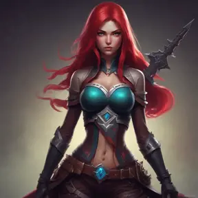 Alluring matte portrait of a beautiful Katarina from League of Legends in the style of Stefan Kostic, 8k, High Definition, Highly Detailed, Intricate, Half Body, Realistic, Sharp Focus, Fantasy, Elegant