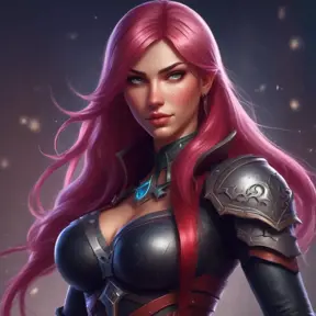 Alluring matte portrait of a beautiful Katarina from League of Legends in the style of Stefan Kostic, 8k, High Definition, Highly Detailed, Intricate, Half Body, Realistic, Sharp Focus, Fantasy, Elegant