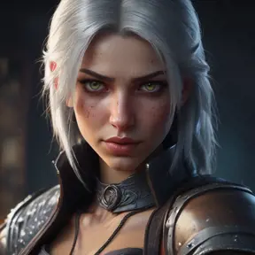 Alluring female rouge assassin in The Witcher 3 Style, 4k, Highly Detailed, Beautiful, Cinematic Lighting, Sharp Focus, Volumetric Lighting, Closeup Portrait, Concept Art