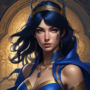 Alluring matte portrait of the beautiful Cassandra Cain in dark blue, 8k, Highly Detailed, Intricate, Realistic, Sharp Focus, Volumetric Lighting, Fantasy, Elegant by Stanley Artgerm Lau, Alphonse Mucha, WLOP, Stefan Kostic