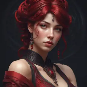 Alluring matte portrait of a beautiful A2 in black dark red, 8k, Highly Detailed, Intricate, Half Body, Realistic, Sharp Focus, Volumetric Lighting, Fantasy, Elegant by Stanley Artgerm Lau, Alphonse Mucha, WLOP, Stefan Kostic